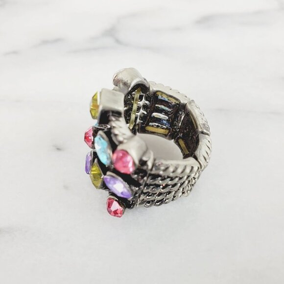 Antique Silver Gem Jewel Crystal Ring‎ - Picture 9 of 10